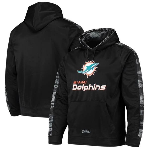 Men's Black Miami Dolphins Zubaz Tonal Oxide Pullover Hoodie